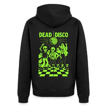 Tote Disco Skelette - Halloween Vibe - Unisex Premium Bio Zip Hoodie - Schwarz - Hinten - Nico (187cm)