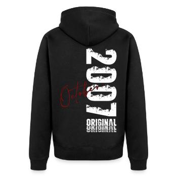 18th Birthday Original October Vintage 2007 - Unisex Premium Organic Zip Hoodie - black - Back - Nico (187cm)