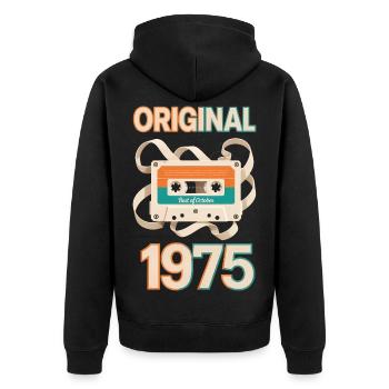 Octobre 1975 Legend Vintage Cassette Cadeau - Veste à capuche bio Premium Unisexe - noir - Dos - Nico (187cm)