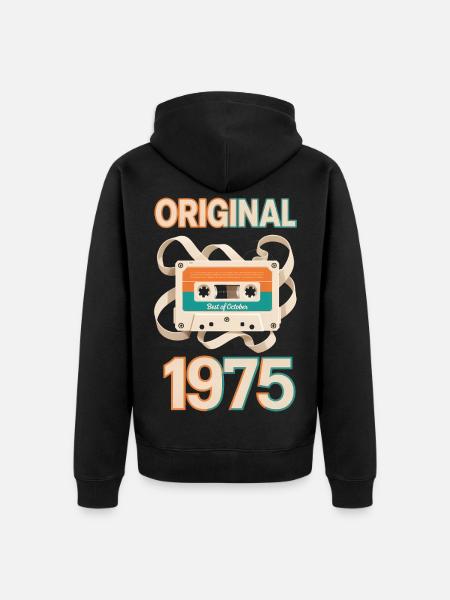 Oktober 1975 Legende Vintage Kassette Geschenk - Unisex Premium Bio Zip Hoodie - Schwarz