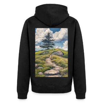 Illustration of a natural landscape - Veste à capuche bio Premium Unisexe - noir - Dos - Nico (187cm)