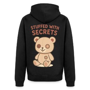 Stuffed With Secrets Bear - Unisex Premium Organic Zip Hoodie - black - Back - Nico (187cm)
