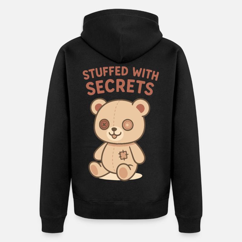 Ours bourré de secrets - Veste à capuche bio Premium Unisexe - noir