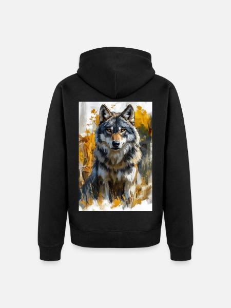 Illustration of a wolf - Veste à capuche bio Premium Unisexe - noir