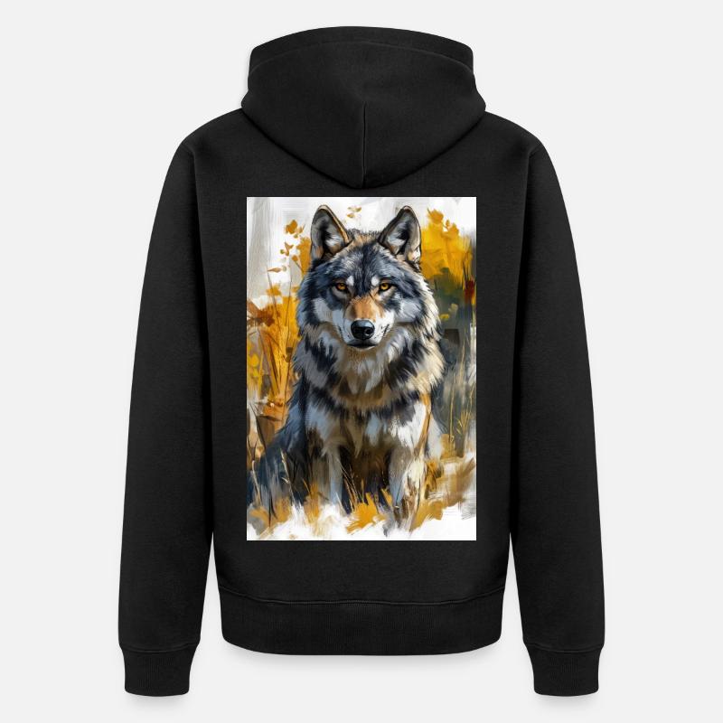 Illustration of a wolf - Veste à capuche bio Premium Unisexe - noir