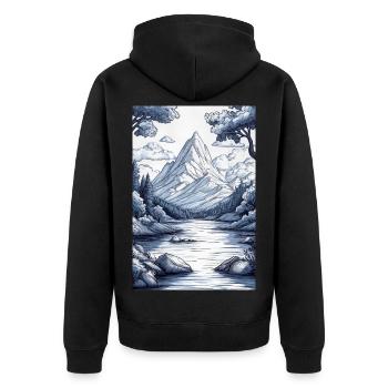 Illustration of a Mountain Landscape  - Veste à capuche bio Premium Unisexe - noir - Dos - Nico (187cm)