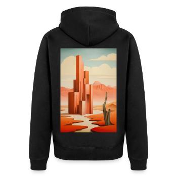 Illustration of a desert landscape - Veste à capuche bio Premium Unisexe - noir - Dos - Nico (187cm)