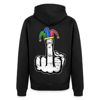 Mittelfinger Stingerfinger Karneval - Unisex Premium Bio Zip Hoodie - Schwarz - Hinten - Nico (187cm)