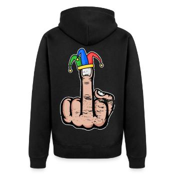 Mittelfinger Stingerfinger Karneval - Unisex Premium Bio Zip Hoodie - Schwarz - Hinten - Nico (187cm)