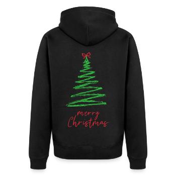 Green Christmas Tree Brush Style - Unisex Premium Organic Zip Hoodie - black - Back - Nico (187cm)