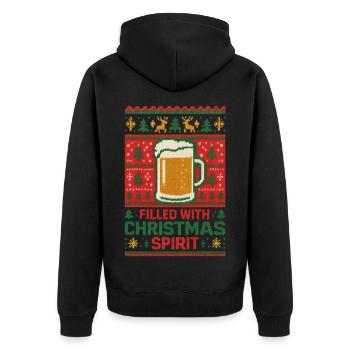 Bierkrug Weihnachtspullover - Unisex Premium Bio Zip Hoodie - Schwarz - Hinten - Nico (187cm)