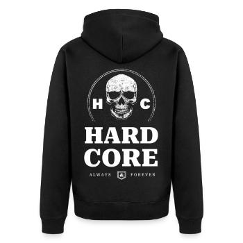 Skull Hardcore - Unisex Premium Organic Zip Hoodie - black - Back - Nico (187cm)