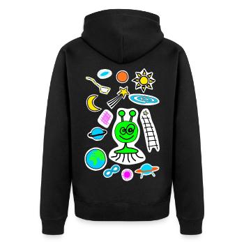 Space doodle - Unisex Premium Organic Zip Hoodie - black - Back - Nico (187cm)