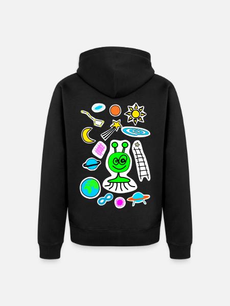 Space doodle - Unisex Premium Organic Zip Hoodie - black