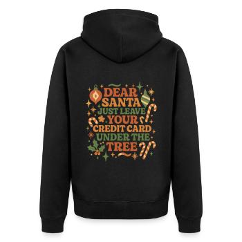 Dear Santa, just leave your credit card under... - Unisex Premium Bio Zip Hoodie - Schwarz - Hinten - Nico (187cm)