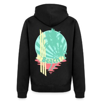 Bannière de la mer des palmiers de plage - Veste à capuche bio Premium Unisexe - noir - Dos - Nico (187cm)