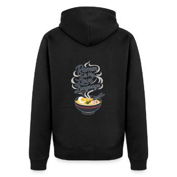 Kanagawa Wave Ramen Bowl Kawaii Japanese - Unisex Premium Organic Zip Hoodie - black - Back - Nico (187cm)