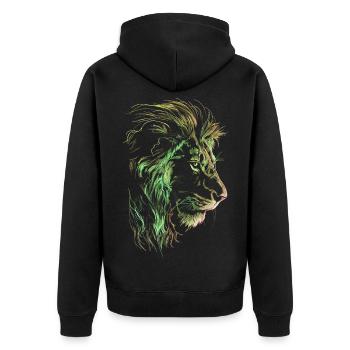 Lion Colorful Lion Head Neon Colorful Predator Art - Unisex Premium Organic Zip Hoodie - black - Back - Nico (187cm)