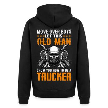 Truck Driver - Unisex Premium Organic Zip Hoodie - black - Back - Nico (187cm)