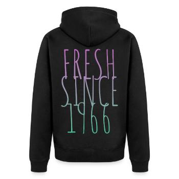 Vintage 1966 - Unisex Premium Bio Zip Hoodie - Schwarz - Hinten - Nico (187cm)