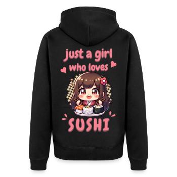 Kawaii Anime Sushi Girl Shirt Juste une fille - Veste à capuche bio Premium Unisexe - noir - Dos - Nico (187cm)