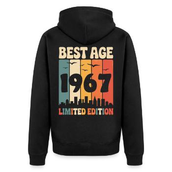  1967 anniversaire rétro 1967 vintage 1967 - Veste à capuche bio Premium Unisexe - noir - Dos - Nico (187cm)