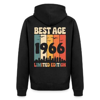 1966 Retro Geburtstag 1966 Vintage 1966 - Unisex Premium Bio Zip Hoodie - Schwarz - Hinten - Nico (187cm)