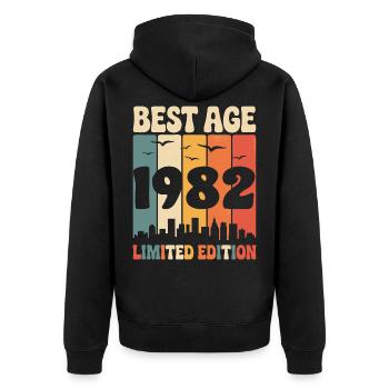  1982 anniversaire rétro 1982 vintage 1982 - Veste à capuche bio Premium Unisexe - noir - Dos - Nico (187cm)