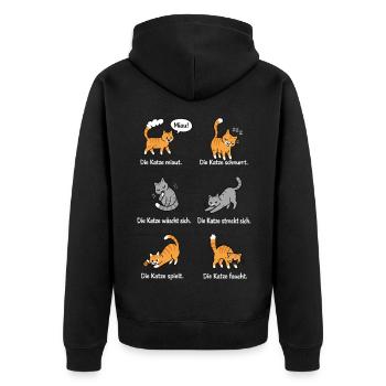 Katzenleben – Schnurrhaare & Katzenliebe - Unisex Premium Bio Zip Hoodie - Schwarz - Hinten - Nico (187cm)