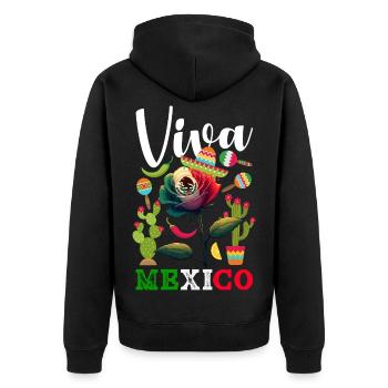 Mexiko Stolz & Heimat Mexikaner Mexico Flagge - Unisex Premium Bio Zip Hoodie - Schwarz - Hinten - Nico (187cm)