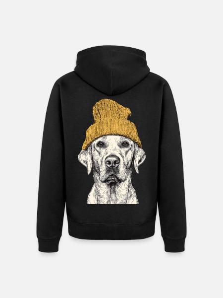 Beanie Retriever - Unisex Premium Organic Zip Hoodie - black