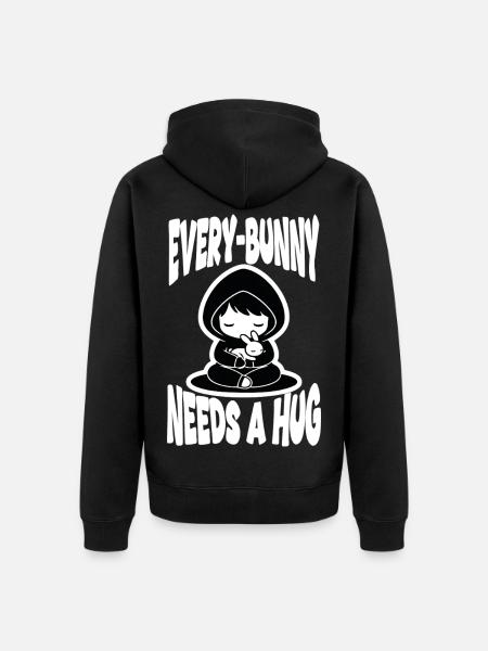 Rabbit Hug Every-Bunny Manga Cute - Unisex Premium Organic Zip Hoodie - black