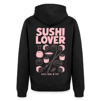 Sushi Lover Pink Neon Illustration - Unisex Premium Organic Zip Hoodie - black - Back - Nico (187cm)