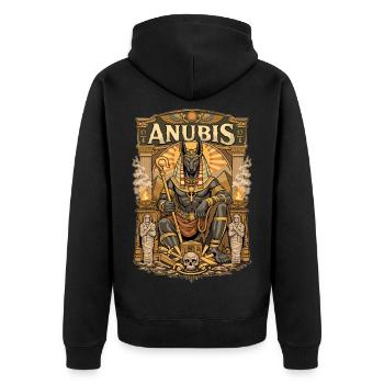 Thron von Anubis - Unisex Premium Bio Zip Hoodie - Schwarz - Hinten - Nico (187cm)