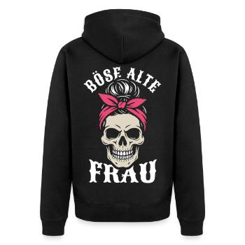 Skull Bandana Böse Alte Frau - Unisex Premium Bio Zip Hoodie - Schwarz - Hinten - Nico (187cm)