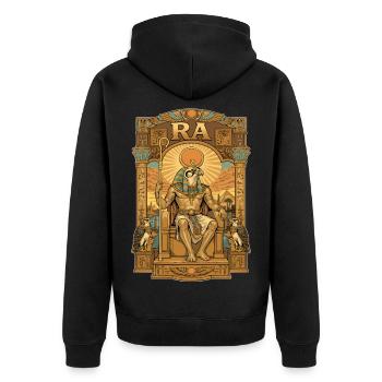 RA Throne - Unisex Premium Organic Zip Hoodie - black - Back - Nico (187cm)