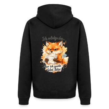 Ich mach das aber ich gucke dabei böse Fuchs - Unisex Premium Bio Zip Hoodie - Schwarz - Hinten - Nico (187cm)