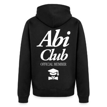 Abi Club Official Member - Unisex Premium Organic Zip Hoodie - black - Back - Nico (187cm)