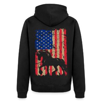  Percheron Outfit Horse Owner Horse Riding - Unisex Premium Bio Zip Hoodie - Schwarz - Hinten - Nico (187cm)