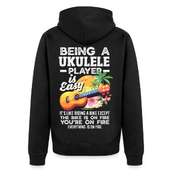 Être joueur de ukulélé, c’est facile, musicien drôle - Veste à capuche bio Premium Unisexe - noir - Dos - Nico (187cm)