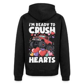 Retro Heart Valentine's Day Design Love - Unisex Premium Organic Zip Hoodie - black - Back - Nico (187cm)