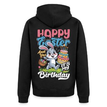Frohe Ostern Süßer Osterhase Eiersuche Ostereier - Unisex Premium Bio Zip Hoodie - Schwarz - Hinten - Nico (187cm)