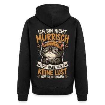 Ich Habe Keine Lust Auf Dein Drama Katze - Unisex Premium Bio Zip Hoodie - Schwarz - Hinten - Nico (187cm)