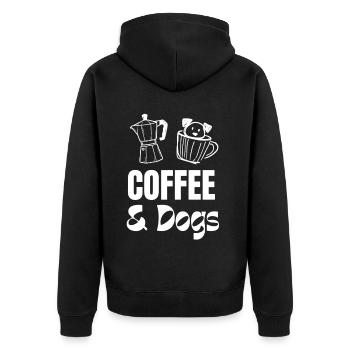 Motif du café et des chiens - Veste à capuche bio Premium Unisexe - noir - Dos - Nico (187cm)