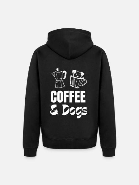 Coffee and Dogs Motif - Unisex Premium Organic Zip Hoodie - black