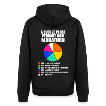 À quoi je pense pendant mon marathon - Veste à capuche bio Premium Unisexe - noir - Dos - Nico (187cm)