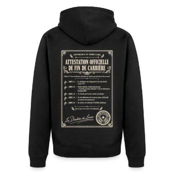 Attestation officielle de retraite - Veste à capuche bio Premium Unisexe - noir - Dos - Nico (187cm)