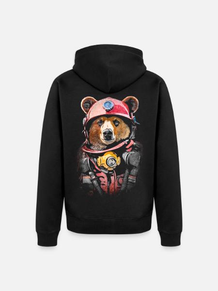 Feuerwehrbär - Unisex Premium Bio Zip Hoodie - Schwarz
