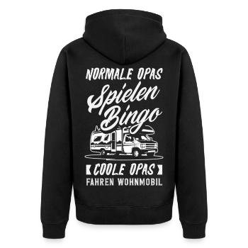 Camping Wohnmobil Camper Spruch Geschenk - Unisex Premium Bio Zip Hoodie - Schwarz - Hinten - Nico (187cm)