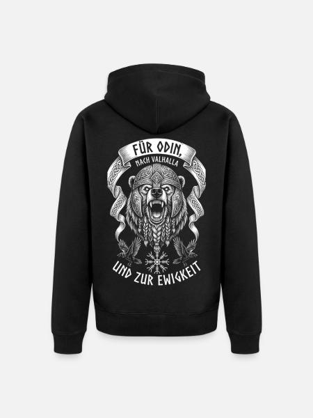 wikinger Odinbär Emblem - Unisex Premium Bio Zip Hoodie - Schwarz